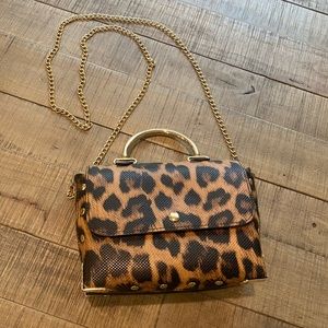 Leopard print purse with chain cross body